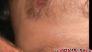 Older dude strips and tugs on his big cock and cums hard