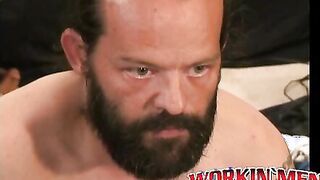 Hung mature bearded daddy tugs on his big fat cock harshly