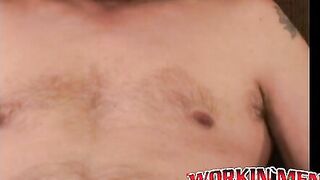 Hung mature bearded daddy tugs on his big fat cock harshly