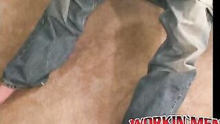 Charming inked lad lays back and pulls on his massive dong