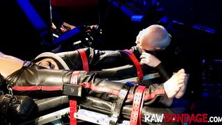 Intense foot play domination and cock pump gay bondage