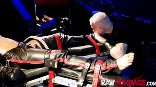 Intense foot play domination and cock pump gay bondage