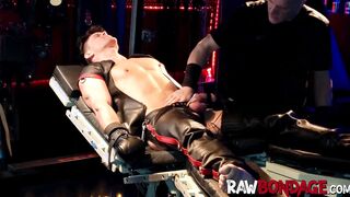 Intense foot play domination and cock pump gay bondage