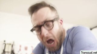 Kinky TS and her doctor bareback each others ass