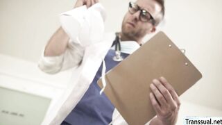 Kinky TS and her doctor bareback each others ass