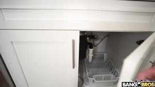 Busty housewife pretended the kitchen sink was stuck