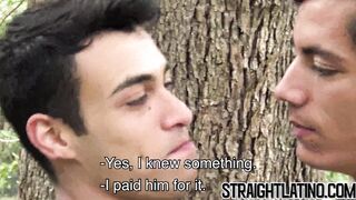 First timer in gay sex straight Latino sucks cock outdoors