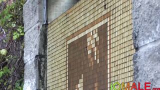 Hot pierced twink Cesar Rose fucked hard bareback outdoor