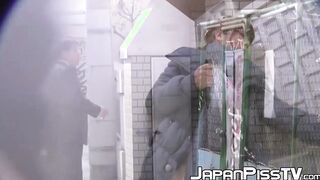 Compilation of four Japanese babes taking hot public piss
