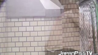 Compilation of four Japanese babes taking hot public piss