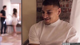 Godson take advantage to fuck busty milf