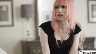 Shemale babe barebacked by black stepbrother