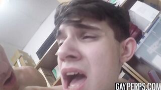 Teen shoplifter stripped and banged by horny gay guard