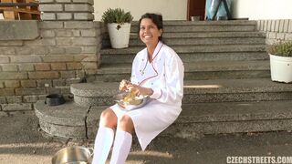 Czech Streets 115 Cook with huge tits and mega clit