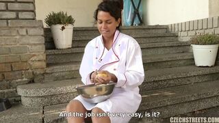 Czech Streets 115 Cook with huge tits and mega clit