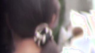 Asian darlings with hot bushy pussies close up back street peeing