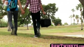 Underhanded youthful Jason Valencia stuffs crude dick into twink ass
