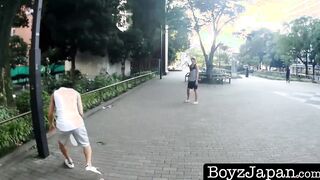 Badminton playing Asian twink skips on dick after penis massage