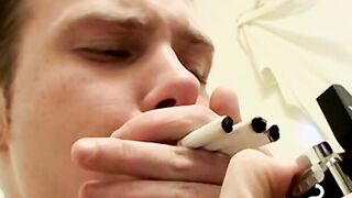 Billy Da Kidd rubbed his hard dickÂ while blowing smoke