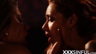 Sensual redhead and blonde enjoying 69 while getting fucked