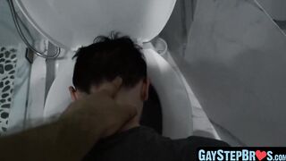 Thin stepbrother roughed and screwed by his large positioned brother