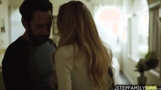 Petite blonde stepsis banged and face fucked by stepbro