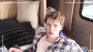 Bearded stepdad films drilling his twink balls deep and raw