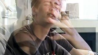 Shane Allen self pleasing his huge dick in smoke filled room