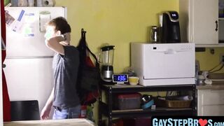Stepbrother stuffs his large dick into twinks crude ass