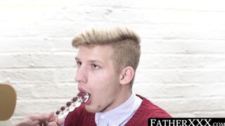 Cleric utilizes sex toys on dainty Catholic and pounds him crude