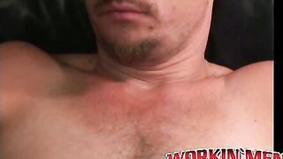 Mature stud pulls on his throbbing shaft while laying down