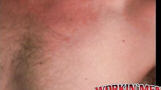 Mature stud pulls on his throbbing shaft while laying down