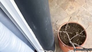 I caught my stepmom fingering on the patio