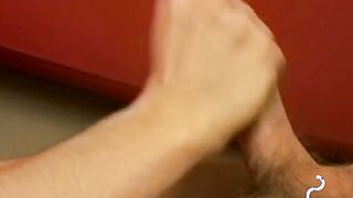 Bryce Corbin pleasing his rock hard cock with lit cig