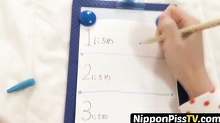 Unusual chick from Japan monitors the amount she can pee