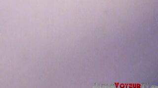 Japanese babe plays with her aching pussy on voyeur camera