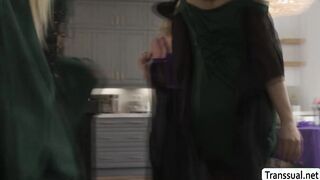 Slut Coco Lovelock gets fucked by two Trans babe