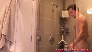 Hunky jock Drake Tyler gives himself a sensual handjob