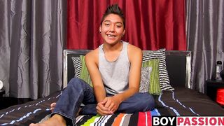 Passionate young man slowly working on his rock hard cock