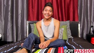 Passionate young man slowly working on his rock hard cock
