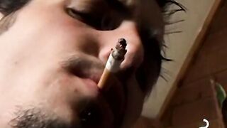 Axel loves pleasing his big dick with a blow of smoke