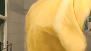 Strong and hot Brazilian steed strokes off after shower