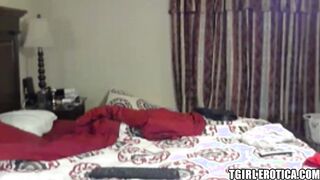 Transsexual girl loves playing with herself over the cam