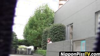 Youthful Japanese darling peeing on walkway with no disgrace by any means