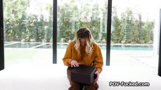 Big tit newbie enjoys pov ride after interview