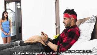 Latina room mate craves for big dick before going out
