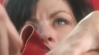 Playing and gagging with a submissive lesbian redhead femdom