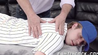 Bearded daddy raw penetrates his stepson missionary style