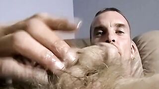 Nasty homeboy tries really hard to jerk off his schlong