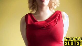Busty blonde chick Jessica Jensen doing it all by herself